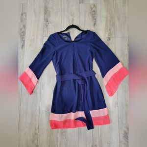 BCX - XS Navy with Pink Women's Wrap Dress